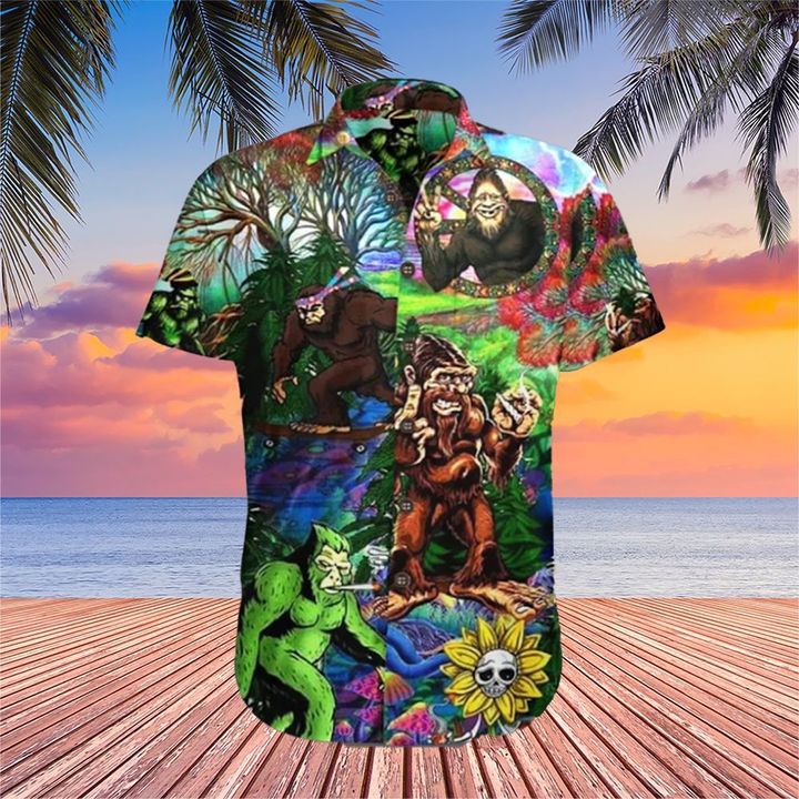 Hippie Bigfoot Hawaiian Shirt Funny Beach Shirt Gift For Guy Friend