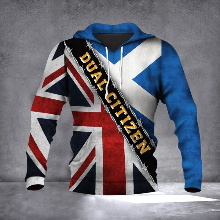 Scotland And UK Flag Dual Citizen Hoodie Proud Scottish Britain Patriotic Hoodie Gift