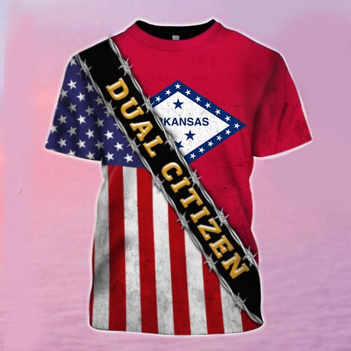 Arkansas Shirt Dual Citizen USA Flag Arkansas State Patriotic Apparel Gift Ideas For Him