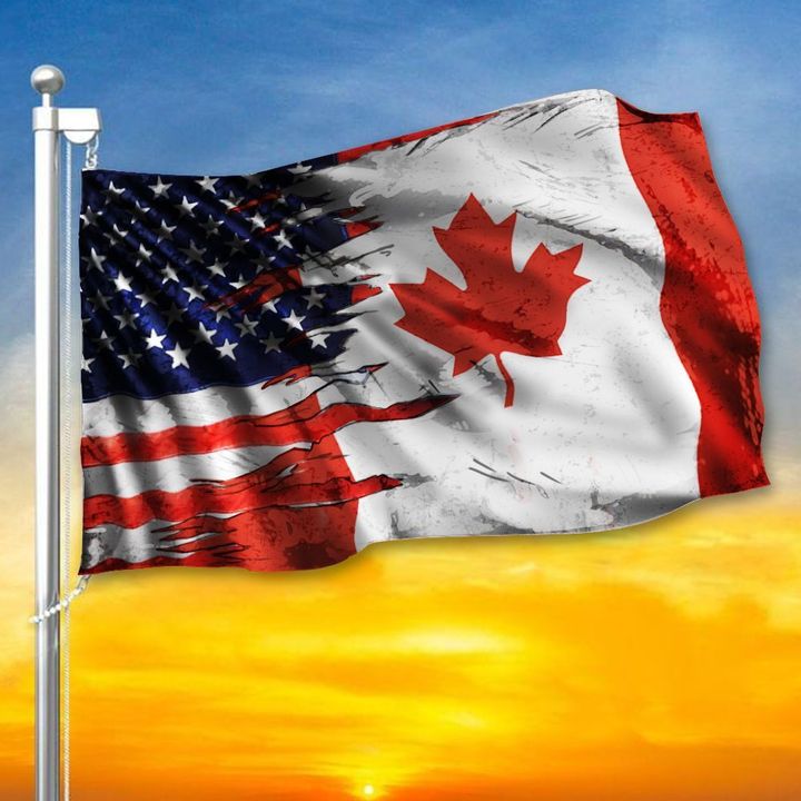 Canada And American Flag Patriotic Combination Canadian American Flag Outdoor Decor