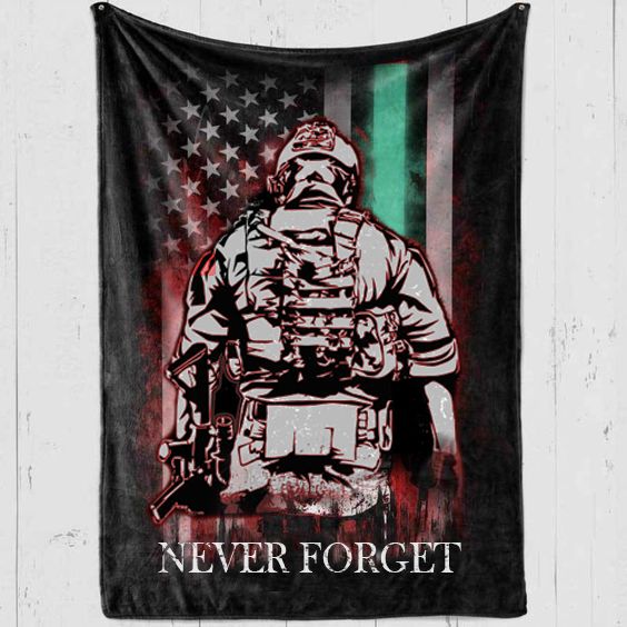 Soldier Thin Green Line Flag Never Forget Flag