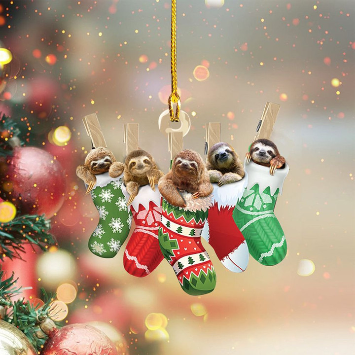 Sloth In Sock Christmas Ornament Cute Christmas Ornament Decor For Xmas Tree Decorated Ideas