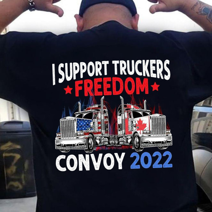 I Support Truckers Freedom Convoy 2022 Shirt Mens Freedom Convoy 2022 Merch T-Shirt