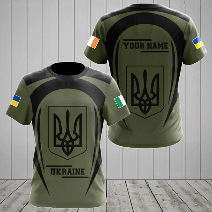 Personalized Ireland Ukraine Shirt Ukrainian Ukraine Flag Trident Merch Men