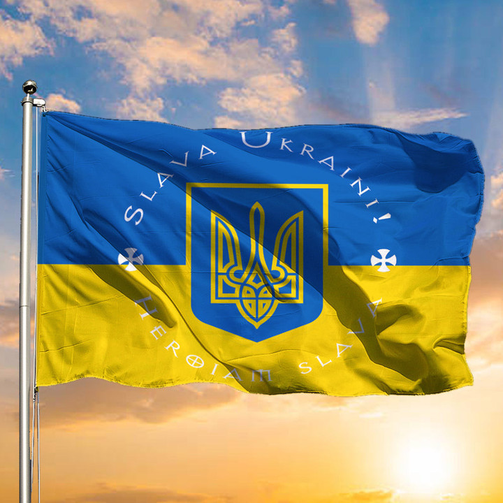 Slava Ukraini Flag Stand With Ukraine Flag Support Ukraine Flag Merchandise