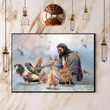 Chicken And Jesus Poster Christ Jesus Christian Wall Home Decor Gift For Chicken Owners