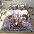 Dachshund Lavender Bedding Set Dog Print Bedding Duvet Cover Floral Bed Set Pet Lover Gift