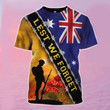 Lest We Forget Australia Flag T-Shirt Honor Soldiers Veteran Remembrance Anzac Day Clothing