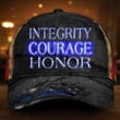 Thin Blue Line Integrity Courage Honor Hat Vintage USA Flag Cap Honor Our Law Enforcement