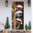 Three Sloths Christmas Door Cover Funny Christmas House Decorations Outside Xmas Door Cover