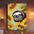 Sloth With Sunflower Poster