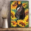 Horse With Sunflower Canvas Print Cool Wall Art For Living Room Gifts For Horse Lovers