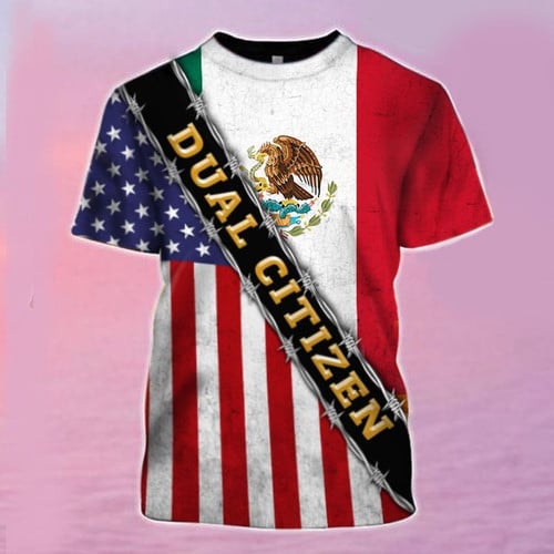 Mexico And USA Flag Shirt Dual Citizen American Mexican T-Shirt Clothing Mexican Dad Gift