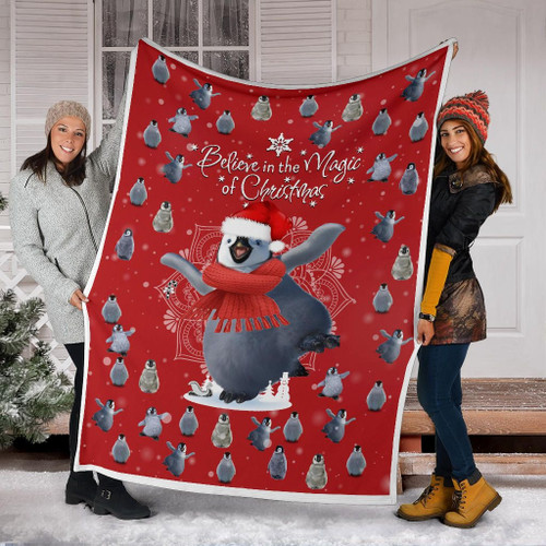 Penguin Believe In The Magic Of Christmas Blanket Cute Christmas Blanket Gift For Penguin Lover