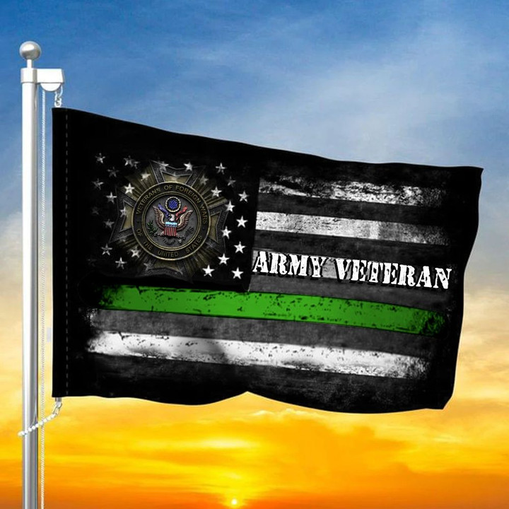 Army Veteran Thin Green Line Flag Veterans Of Foreign Wars Of The US Flag Front Door Decor