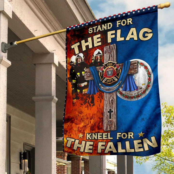 Virginia Firefighter Flag Cross Stand For The Flag Kneel For The Fallen Honor Patriot Fireman