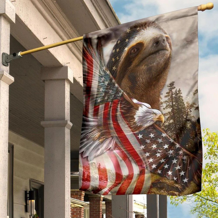 Sloth American Eagle Flag Patriotic Sloth Merchandise Home Decorations Indoor Outdoor