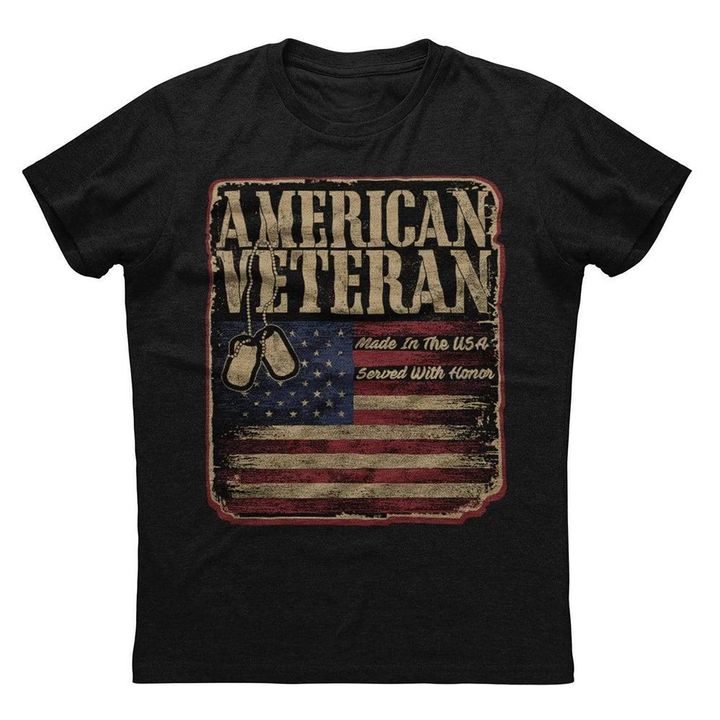 American Veteran Shirt Vintage Made In the USA Serve With Honor Patriotic Proud Veteran