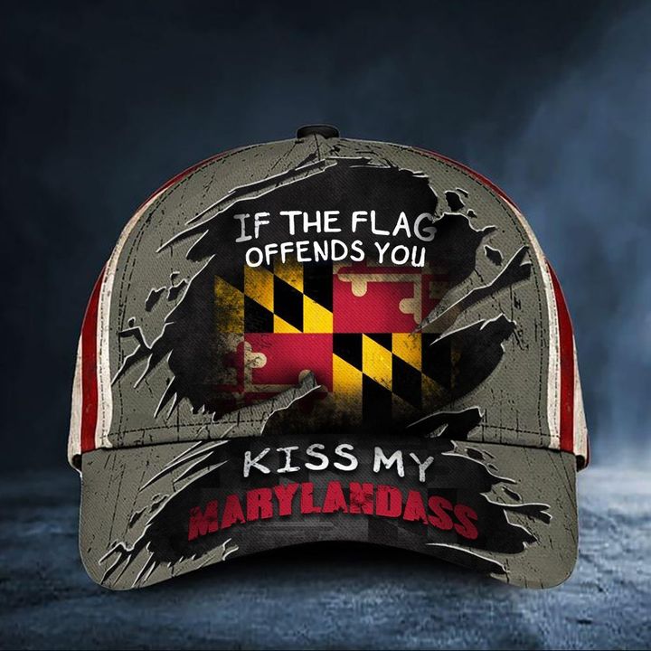 If The Flag Offends You Kiss My Marylandass Cap USA Flag Unique Hat State Of Maryland Merch