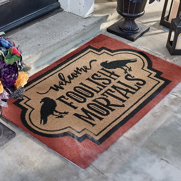 Welcome Foolish Mortal Doormat Halloween Doormat Decor