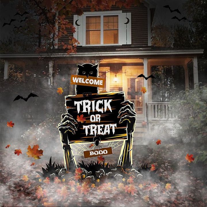 Welcome Trick Or Treat Boo Halloween Yard Sign Halloween Welcome Porch Sign Outdoor Decor