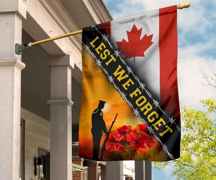 Lest We Forget Canada Flag Honoring Canadian Soldier Veterans Memorial Flag Patriotic