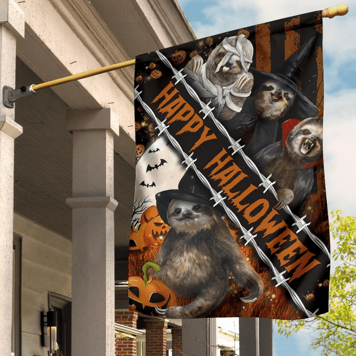 Sloths Costume Happy Halloween Flag Sloth Merch Outdoor Halloween Yard Decor