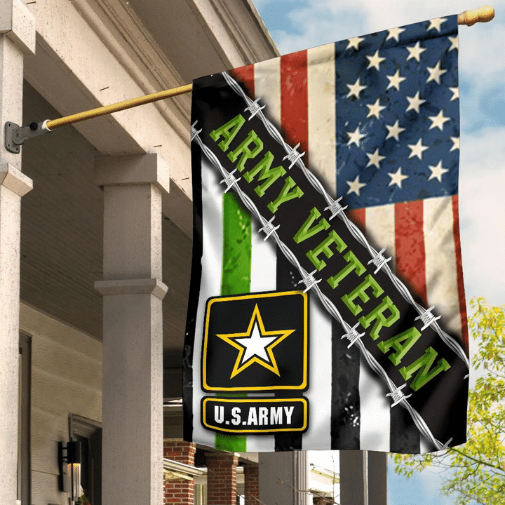 Army Veteran Flag And Thin Green Line American Flag Unique Patriotic Honor US Army Veteran