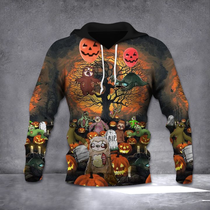 Sloth Pumpkin Halloween Hoodie For Men Women Halloween Clothing For Adults Gift
