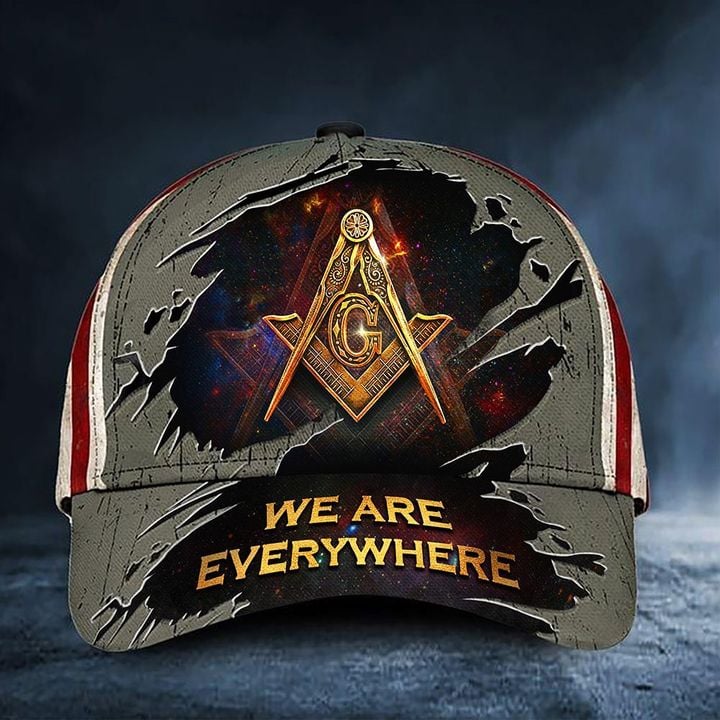 Freemason Hat We're Everywhere USA Flag Masonic Hat Merch Unique Design Masonic Gift Ideas