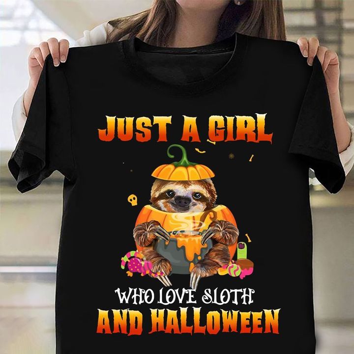Just A Girl Who Love Sloth And Halloween T-Shirt