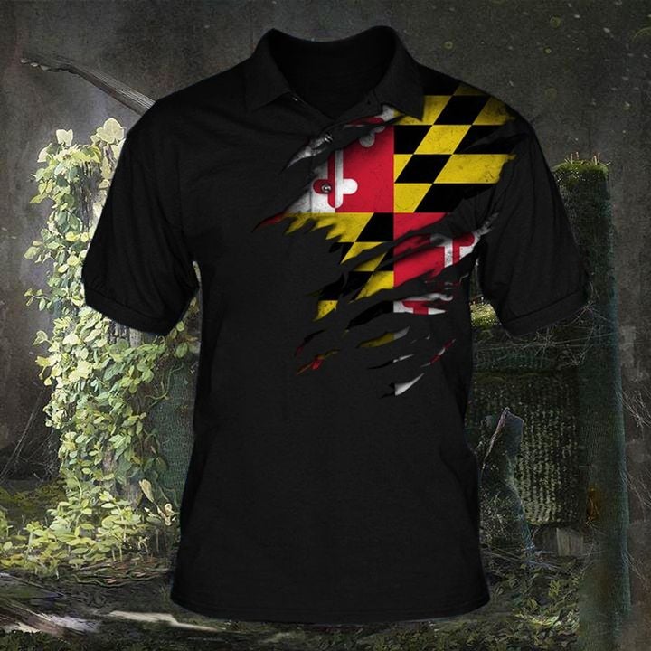 Maryland Mens Polo Shirt Flag Maryland State Clothes Patriotic Apparel