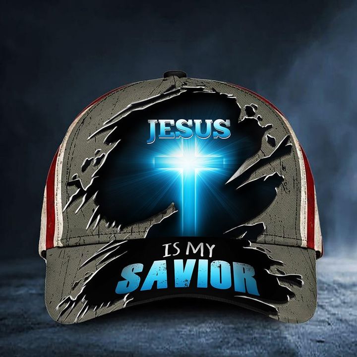 Jesus Is Cap  My Savior American Flag Hat Unique Cross Christian Gift For Men