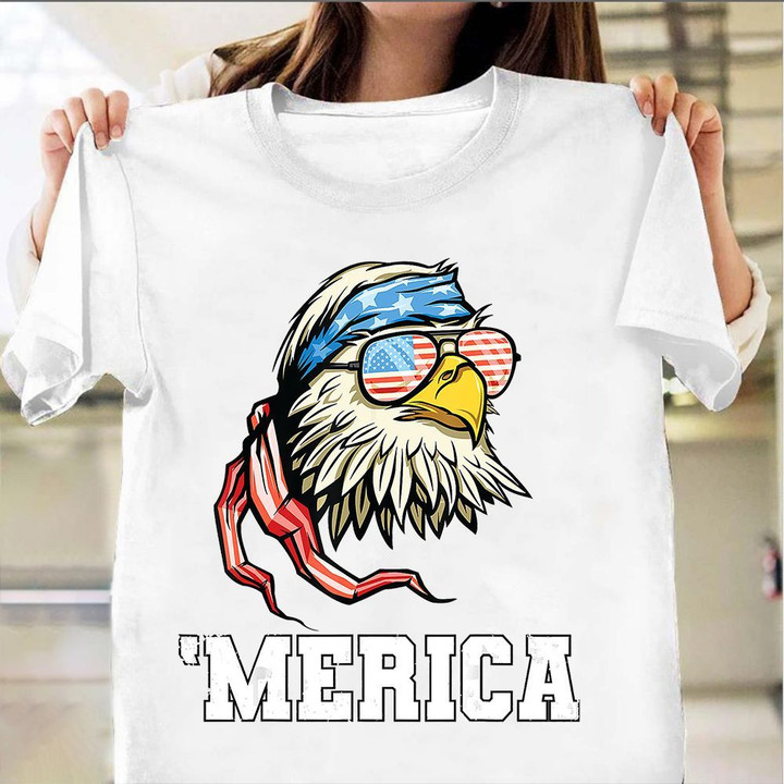 Eagle Merica Shirt Patriotic Veteran T-Shirt Military Retirement Gifts For Spouse