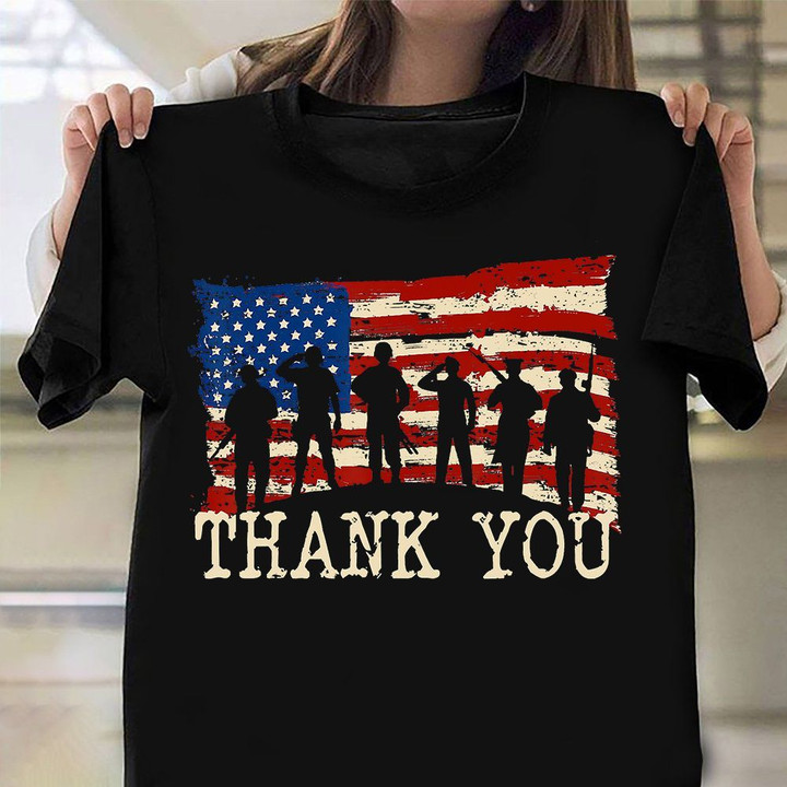 Thank You Veterans Shirt Vintage US Flag Patriot Clothing Military Mom Gifts