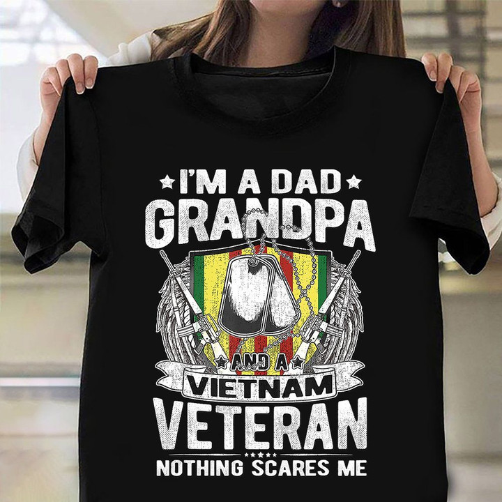 I'm A Dad Grandpa And A Vietnam Veteran Shirt Vintage Army T-Shirt Gifts For Veteran