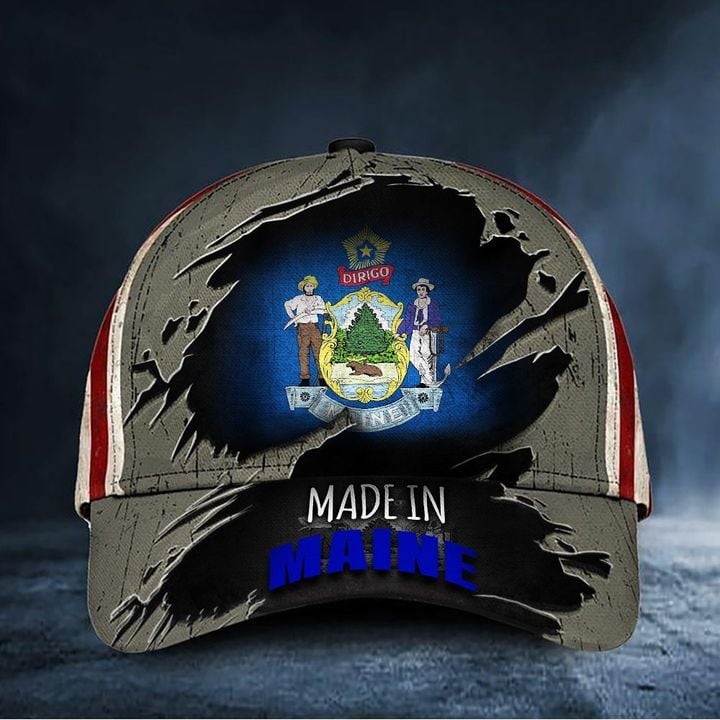 Made In Maine Hat Patriotic Maine Flag Cap Pride Maine Merch