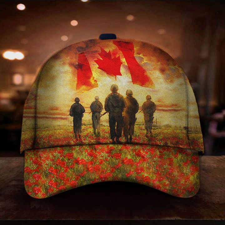 Soldiers Canada Flag Poppy Hat Honoring Our Troops Patriotic Remembrance Day Gifts