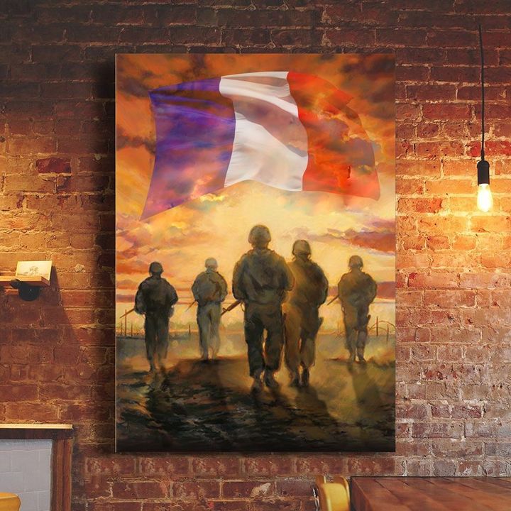 God Bless Our Troops France Flag Poster Honor Patriots French Military Soldiers Veterans