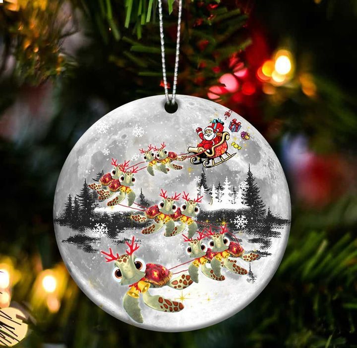Turtle Sleigh Of Santa Christmas Ornament Santa Christmas Tree Topper Gifts For Turtle Lovers