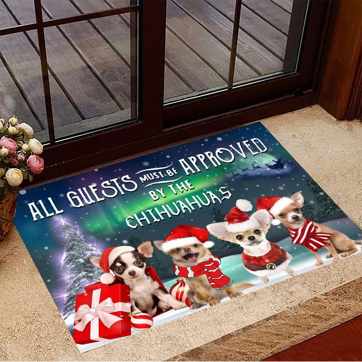 All Guest Must Be Approved By The Chihuahuas Doormat Xmas Doormat Gifts For Chihuahua Lovers