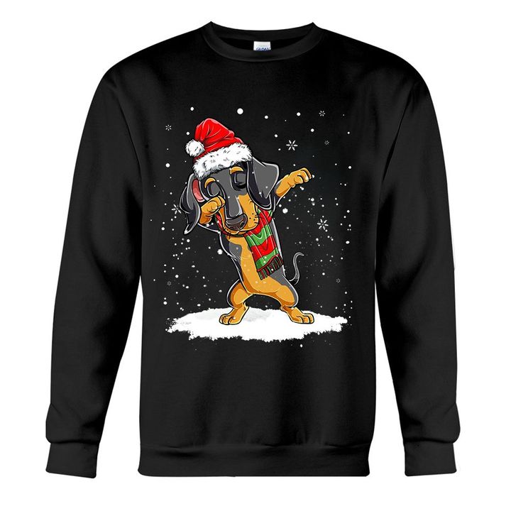 Dachshund Dabbing Christmas Sweatshirt Womens Mens Funny Xmas Sweatshirt Apparel