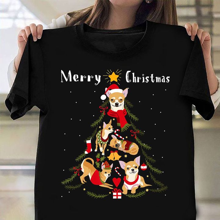 Chihuahua Christmas Tree Shirt Funny Xmas Dog Lover T-Shirt Boyfriend Christmas Gifts 2021