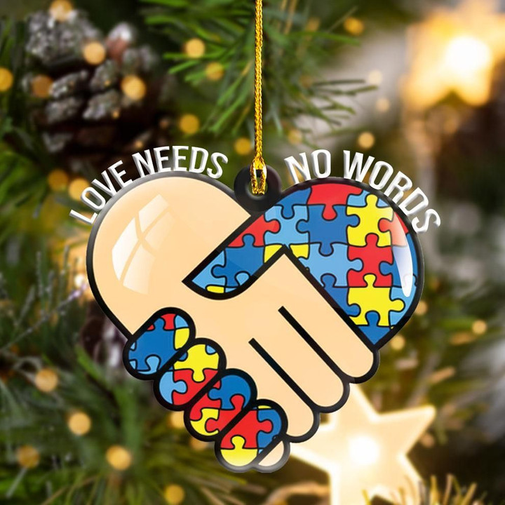 Autism Shape Ornament Love Needs No Words Hanging Ornament Gifts For Autistic Adults