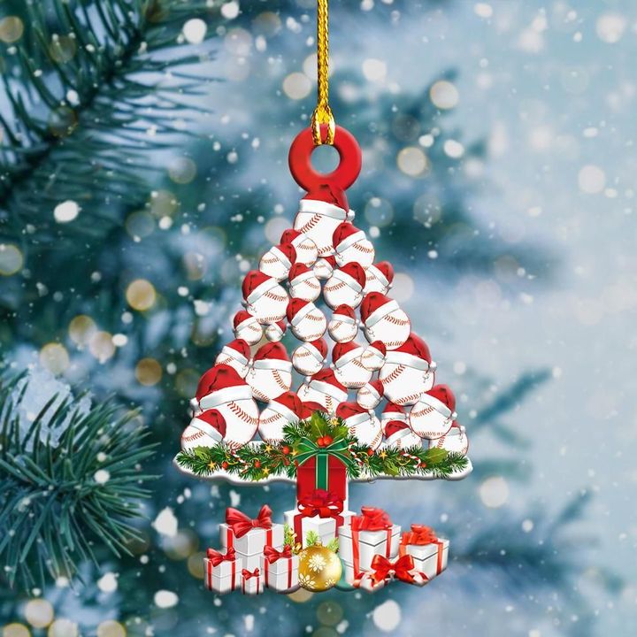 Baseball Christmas Tree Shape Ornament Funny Xmas Ornaments Baseball Lovers Gifts