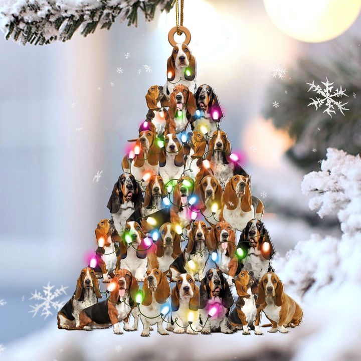 Dogs And Led Light Merry Christmas Ornament