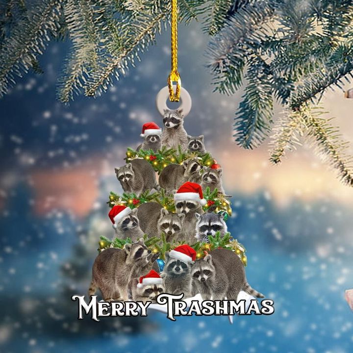 Raccoon Christmas Tree Shape Ornament