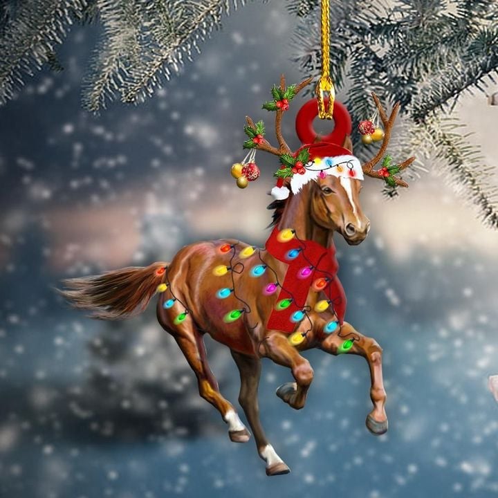 Horse Christmas Light Ornament Merry Happy Christmas Hanging Decor Gifts For Horse Owners