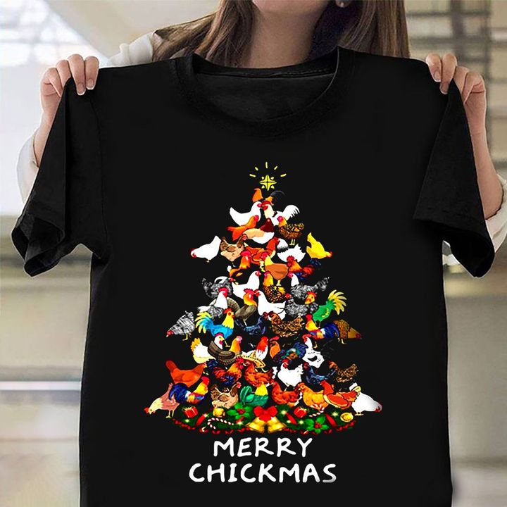 Chicken Christmas Tree Shirt Merry Xmas 2021 Clothing Chicken Lovers Gifts