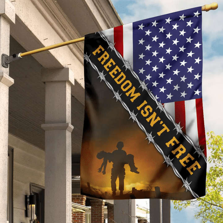 Freedom Isn't Free American Flag Honoring Sacrifice And Service Soldier Veterans Day Decor